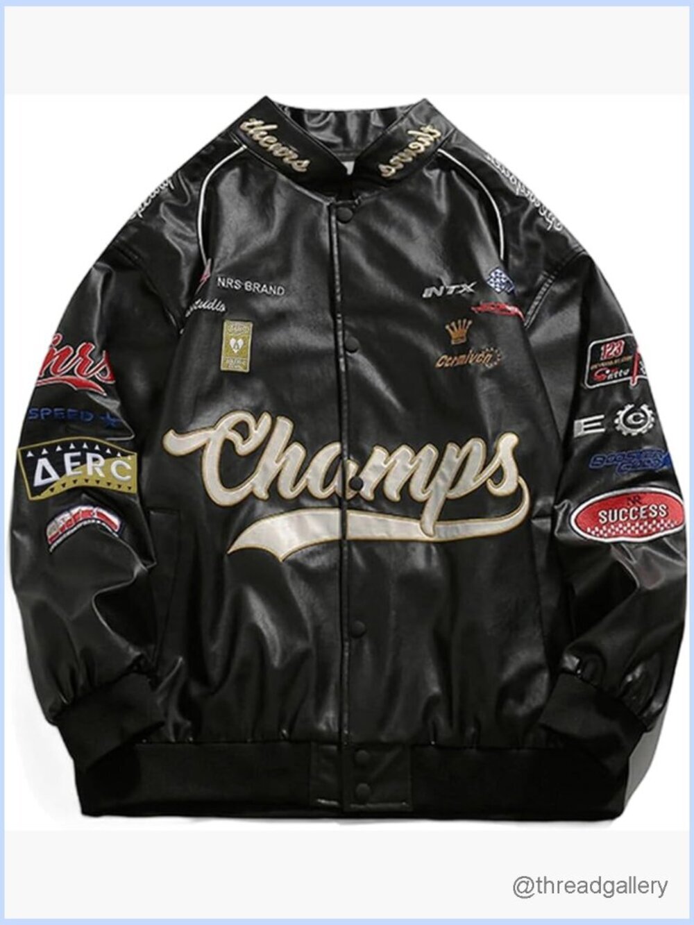 Faux Leather Racing Jacket Oversized Motorcycle Biker Streetwear